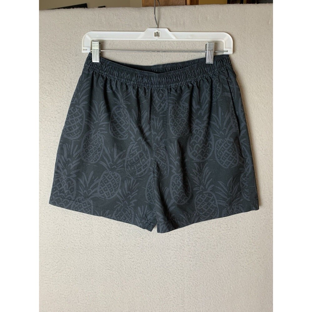 Chubbies Shorts Men Size M Black Pineapple Elastic Waist Lined 5.5” Beach